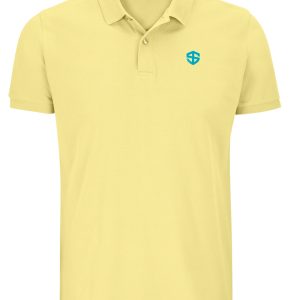 Severni Icon Light Yellow & Blue Embroidered Organic Piqué Polo Shirt