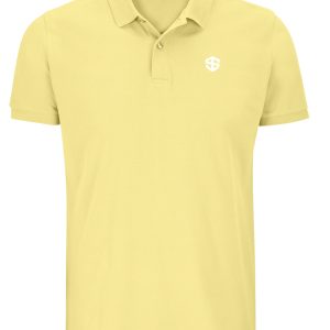 Severni Icon Light Yellow & White Embroidered Organic Piqué Polo Shirt