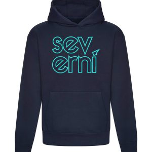 Severni Signature Slogan Navy Heavyweight Oversized Hoodie